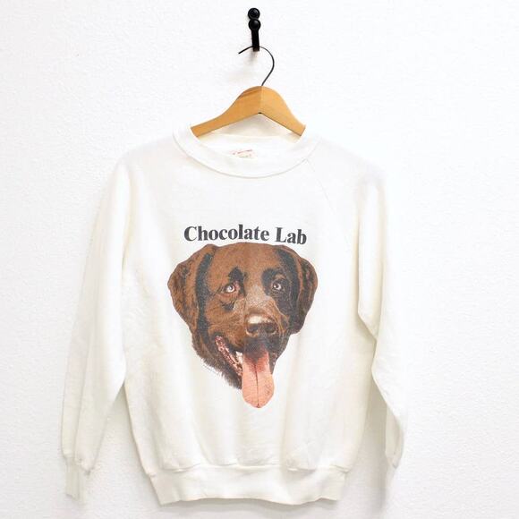 Vintage Chocolate Lab Labrador Retriever Dog Sweatshirt Medium - Picture 1 of 7